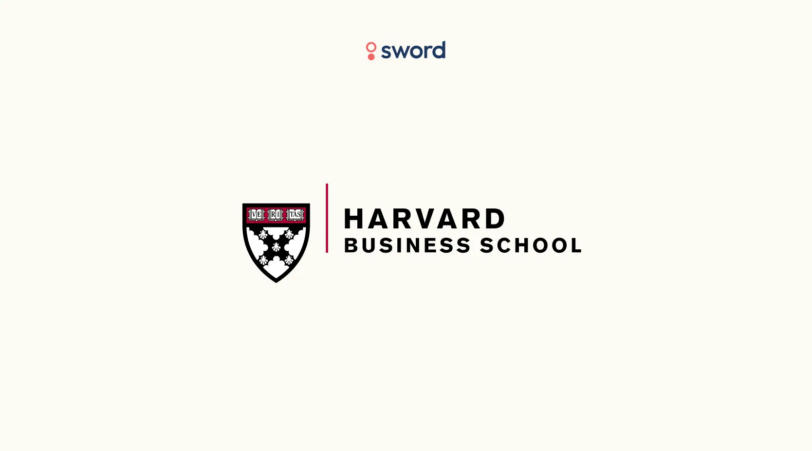 Harvard Business School logo with a shield emblem on a white background, featuring the word "sword" above.