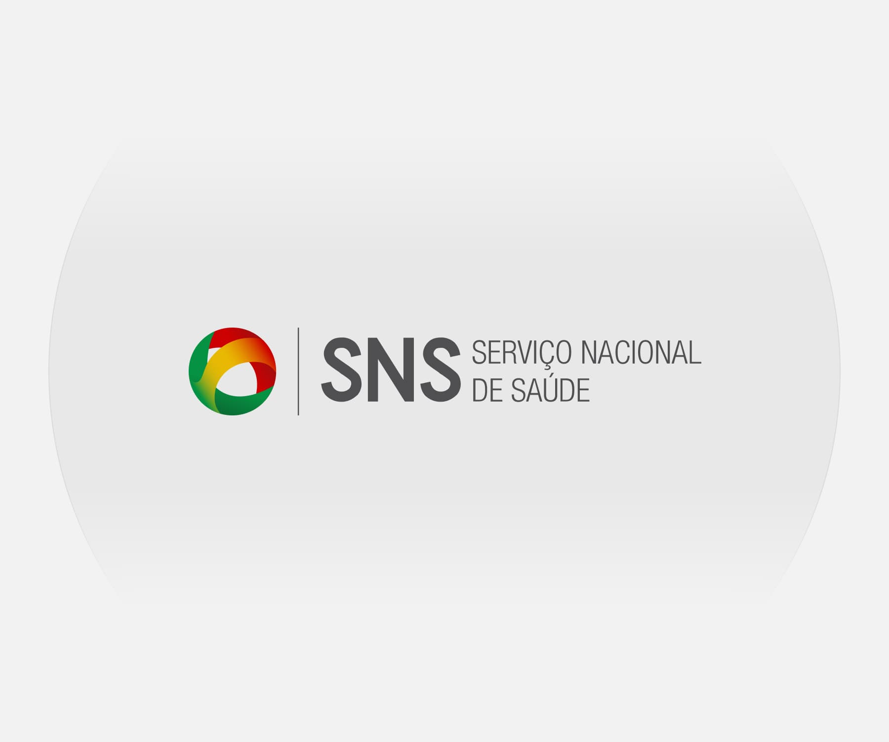 Logo of Serviço Nacional de Saúde (SNS) with a colorful abstract design and text on a light gray background.