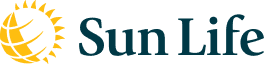 Sun Life logo with a stylized yellow sun and globe on the left, and the words Sun Life in dark blue text on the right.