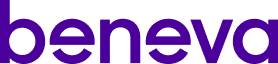 The image shows the word beneva in bold, lowercase, purple letters on a light gray background.