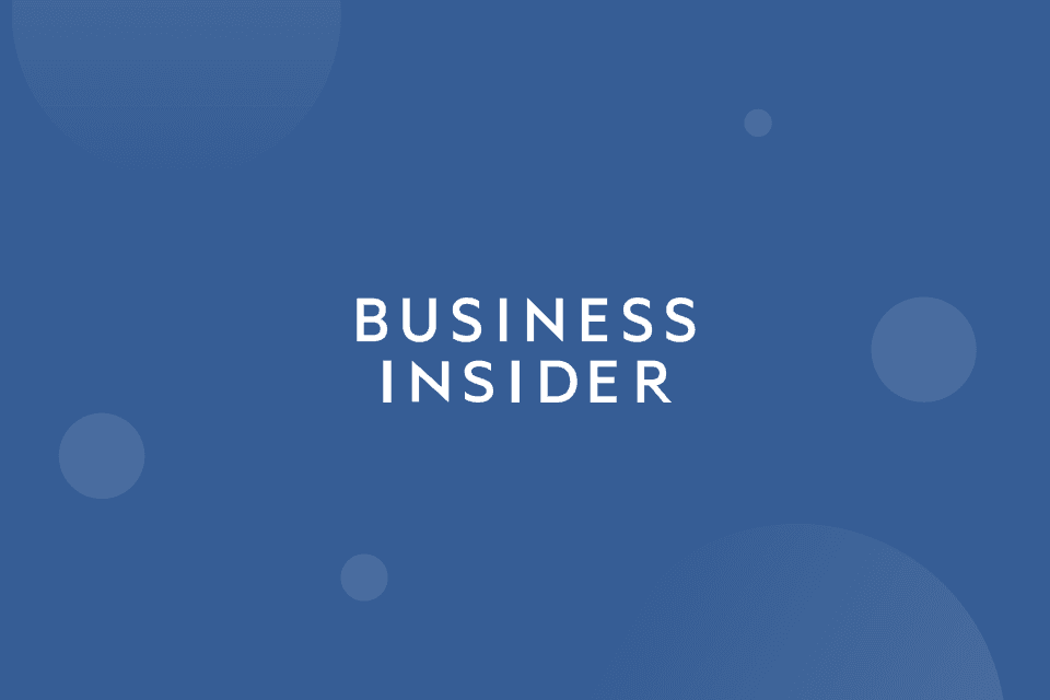 White Business Insider logo on blue background
